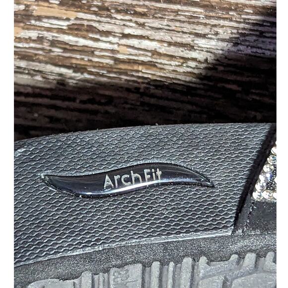 Skechers Arch Fit Women's Black/Rhinestone Comfort Walking Flip Flop Size 9 - Picture 5 of 7